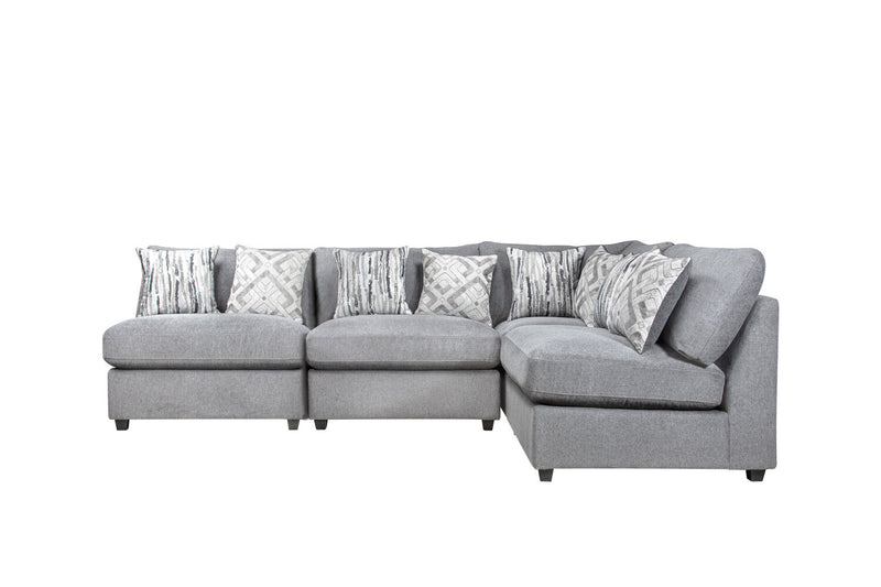 Scott Living Evolve Modular 4-Piece Grey Linen-Look Fabric Sectional with Feather Down Seat Cushions