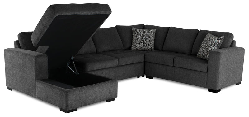 Legend 4-Piece Left-Facing Chenille Sleeper Sectional - Pepper 