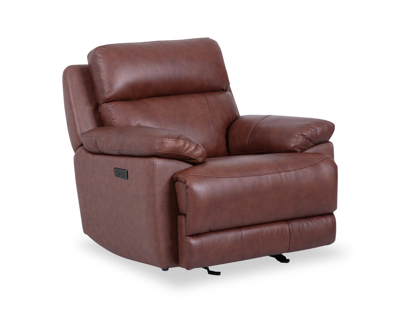 Sorrento 42\" Madrid Brick Brown Genuine Leather Power Reclining Chair with USB Port