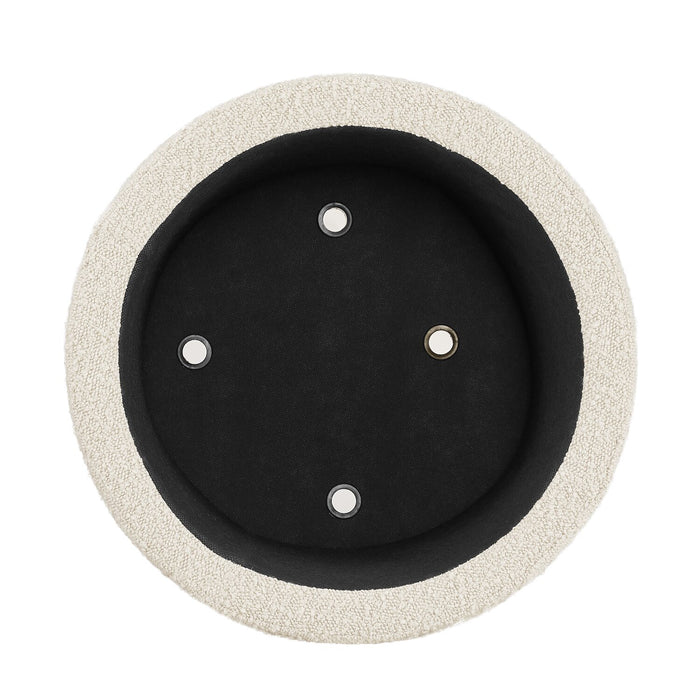 Ontario Round Fabric Storage Ottoman - White