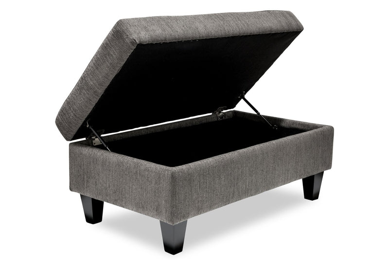 Nofia Chenille Storage Ottoman - Charcoal