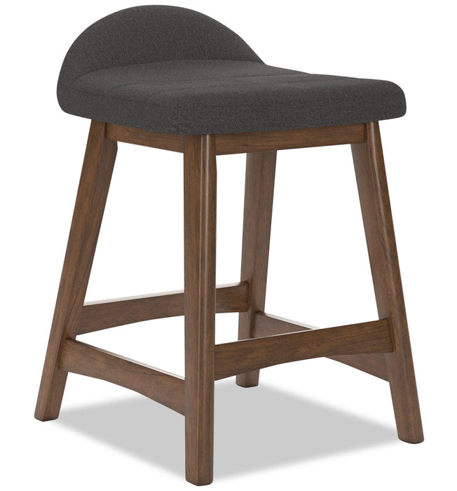 Jovi Counter-Height Stool with Linen-Look Fabric, 24\"H, Wood - Charcoal 