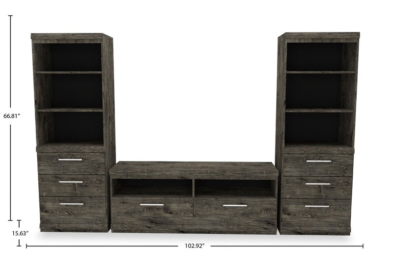 Camden 3-Piece Entertainment Centre with Storage and Cable Management for TVs up to 55\" - Alabaster Oak