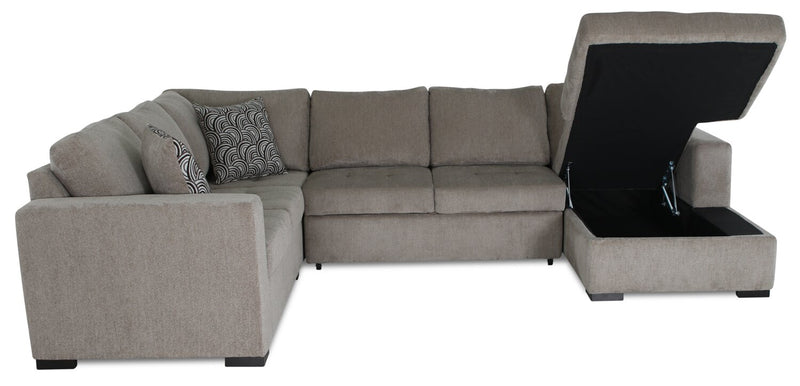 Legend 4-Piece Right-Facing Chenille Sleeper Sectional - Platinum 