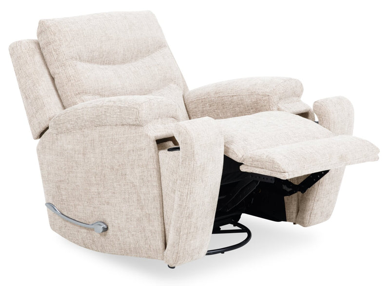 Hudson 40\" Grey Chenille Fabric Glider Reclining Chair with Dual Cupholders