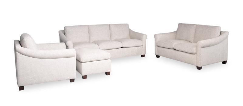 Mallie 36\" Shell White Chenille Fabric Chair with Rolled Arms and Wood Legs