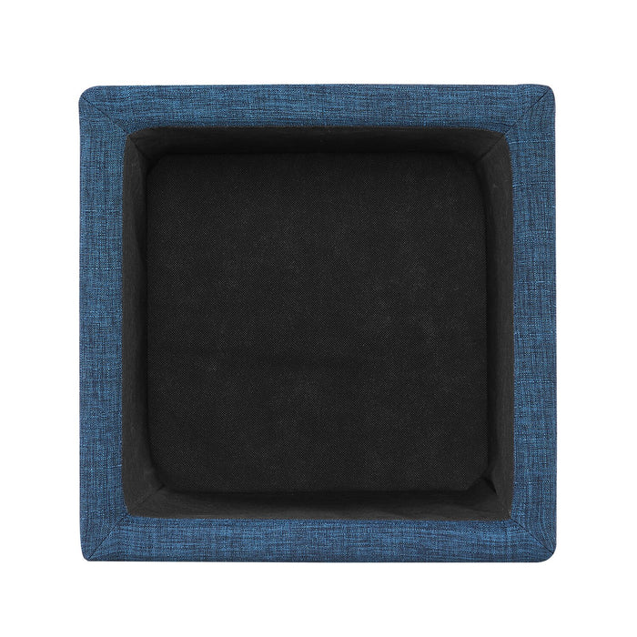 Ottawa Square Fabric Storage Ottoman - Navy