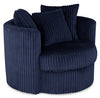Made in Canada Midi 42\" Chenille Fabric Swivel Cuddler Accent Chair - Groove Midnight Blue 