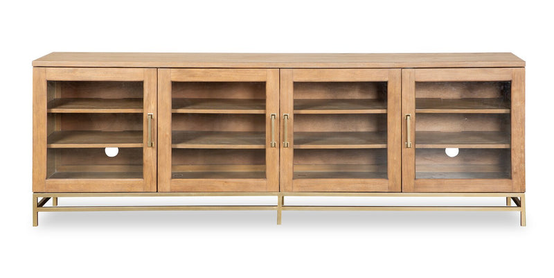 Cresset 84” Modern Solid Wood TV Stand with Storage and Cable Management for TVs up to 90\" - Belgian