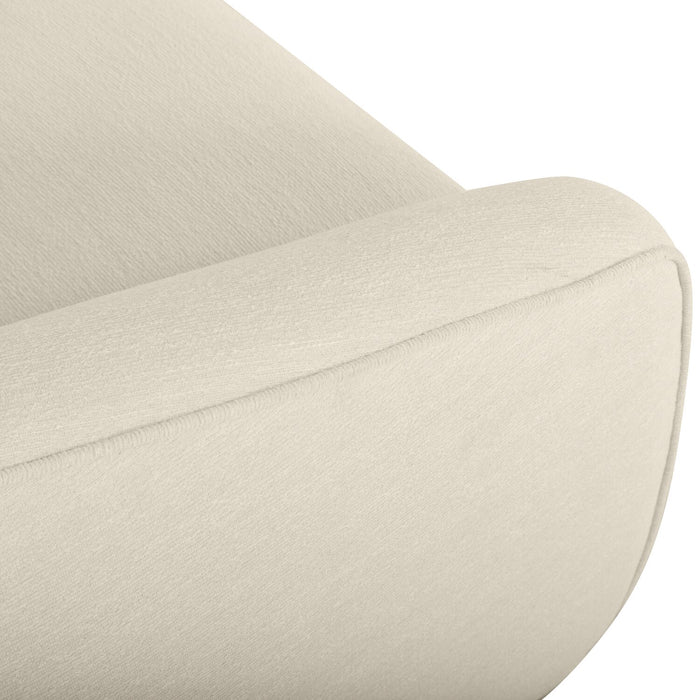 Rio 34.5\" Ivory White Chenille Fabric Swivel Accent Chair with Reversible Seat Cushion