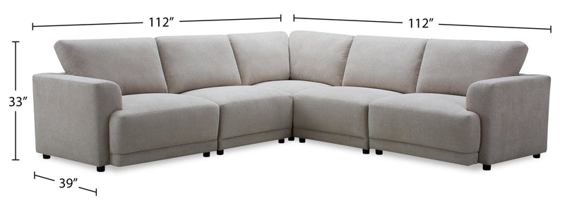 Voyage Modular 5-Piece Fabric Sectional with Removable Back Cushions – Beige 