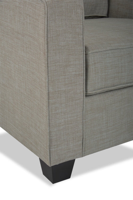 Made in Canada Sawyer 35\" Linen-Look Fabric Chair with Reversible Cushions and Track Arms - Light Grey 