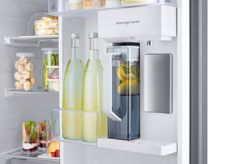 Samsung 36\" 22.6 Cu. Ft. Side-by-Side with Beverage Centre Refrigerator - White Glass - RS23CB760012… 