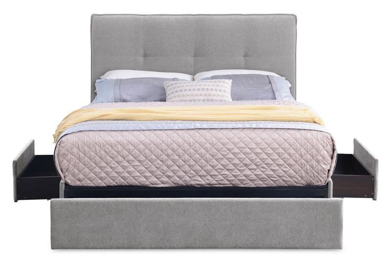 Amos Grey Upholstered Storage Bed Base - Queen