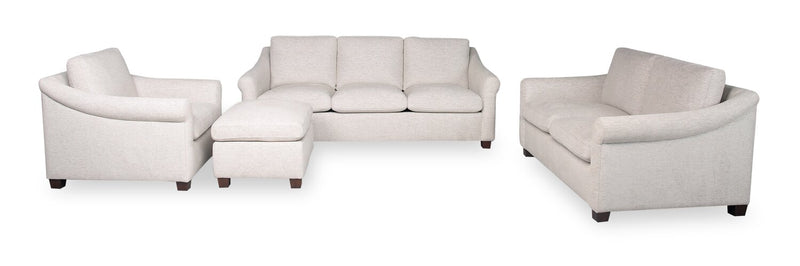 Mallie 36\" Shell White Chenille Fabric Chair with Rolled Arms and Wood Legs