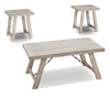 Carynhurst 48\" Rustic 3-Pack Coffee + 2 End Tables - Whitewash Wood
