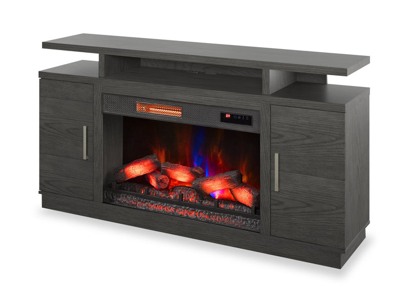 Breya 64\" Modern Electric Fireplace TV Stand with Storage & USB Charging for TVs up to 70\"- Grey