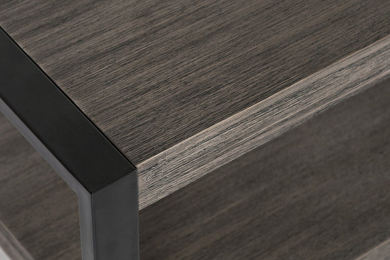 Apex 50\" Modern Sofa Table with Shelf - Grey with Black Metal Legs