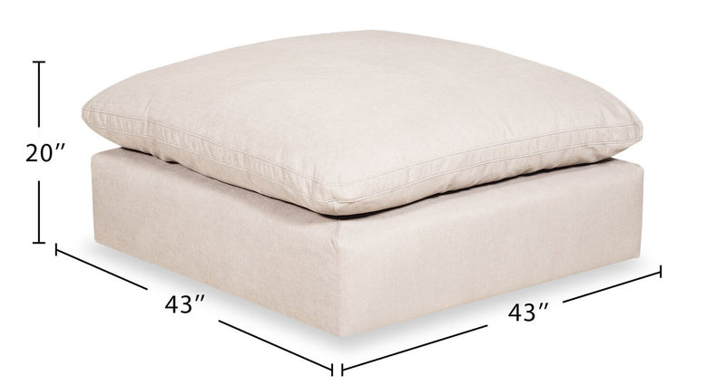 Eclipse Linen-Look Fabric Ottoman - Linen