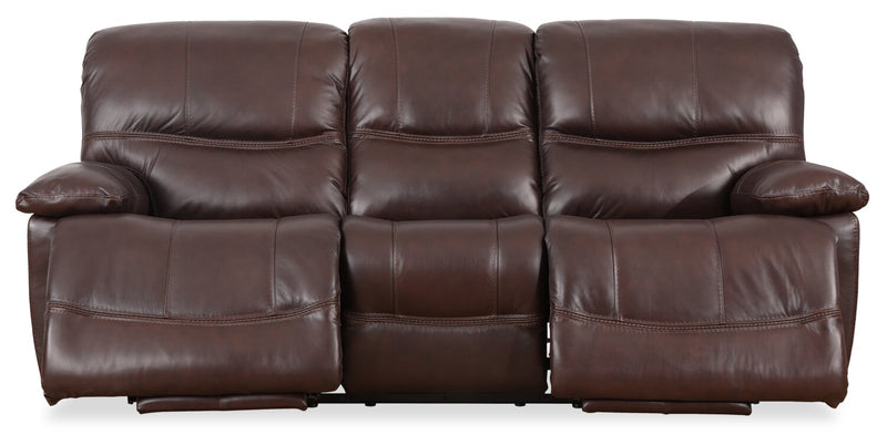 Franco 89\" Genuine Leather Zero Gravity Power Reclining Sofa with USB Ports - Brown 