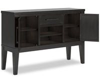 Shaw Dining Server with Storage & Built-In Wine Rack, Cane-Look Details, 56