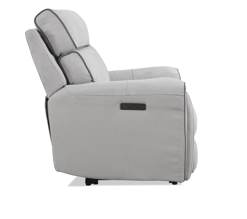 Cindy Crawford Home Newport 43\" Faux Suede Power Reclining Chair with Power Headrest - Grey 