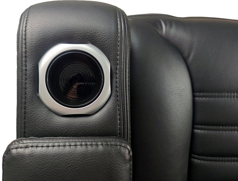 Zen 40\" Black Faux Leather Power Reclining Massage Chair with Power Headrest and Heated Seat 