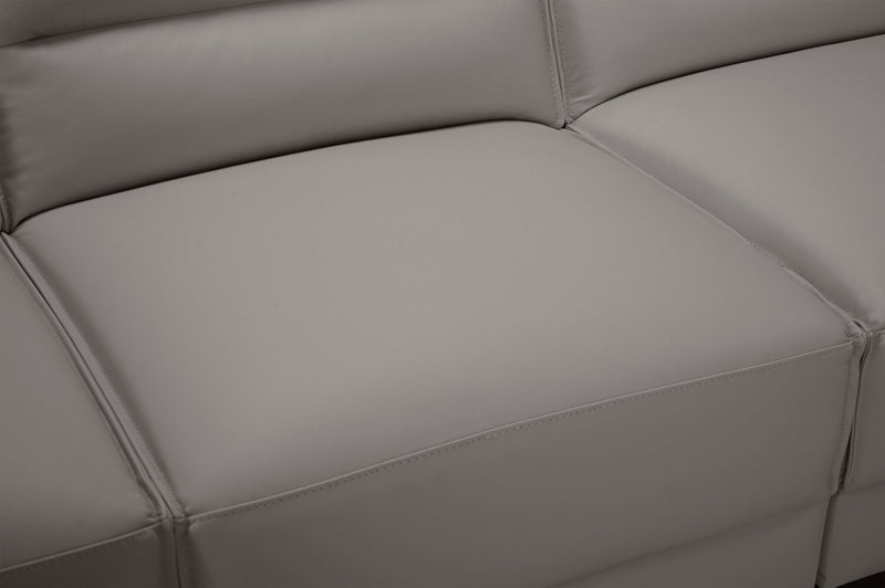 Citadel 3-Piece Right-Facing Top-Grain Genuine Leather Sectional with Rubberwood Legs - Grey