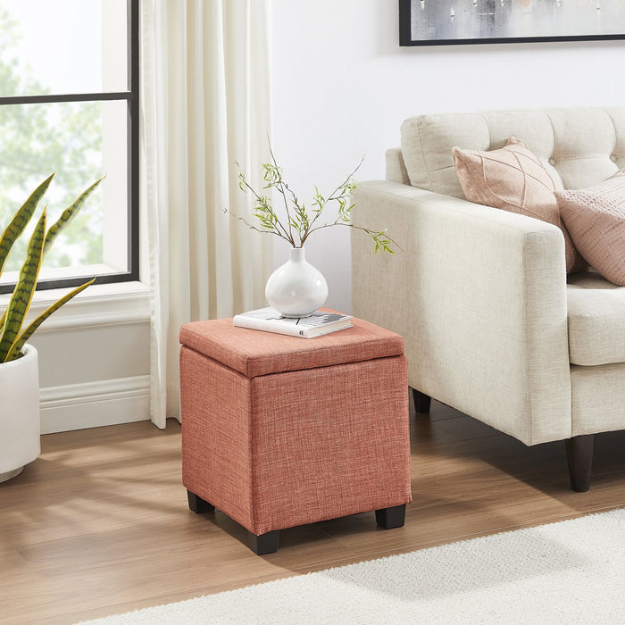 Halifax Square Fabric Storage Ottoman - Orange