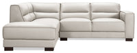Citadel 2-Piece Left-Facing Top-Grain Genuine Leather Sectional with Rubberwood Legs - Frost White 