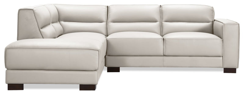 Citadel 2-Piece Left-Facing Top-Grain Genuine Leather Sectional with Rubberwood Legs - Frost White