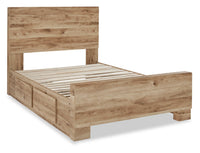Derekson Storage Bed with 2 Built-In Side Drawers, Natural - Queen Size 