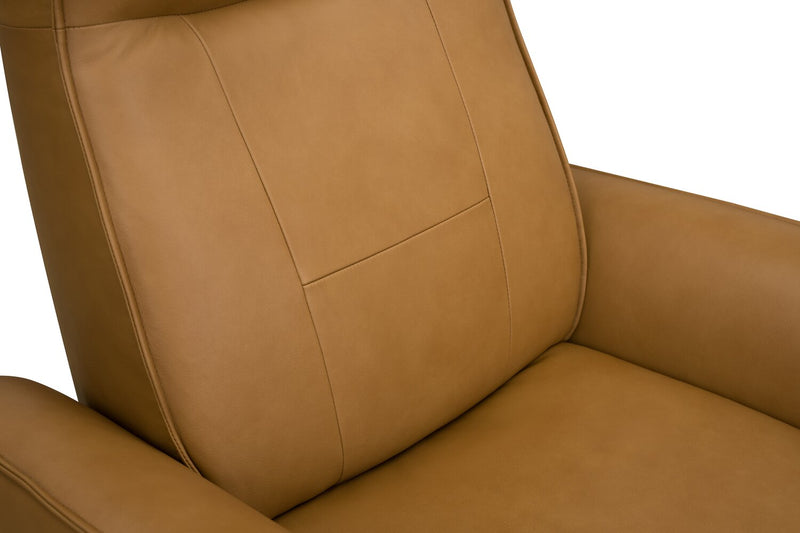 Serene 31\" Tan Genuine Leather Power Reclining Massage Chair with Power Headrest and Heated Seat