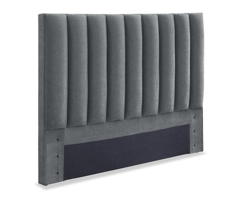Amos Charcoal Channel Fabric Headboard - King