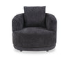 Primo Moon 35.8\" Wooly Raven Black Fabric Curved Chair with Accent Pillow