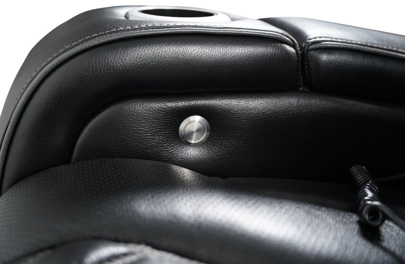 Elite Genuine Leather Power Reclining Loveseat with Massage Function - Black 