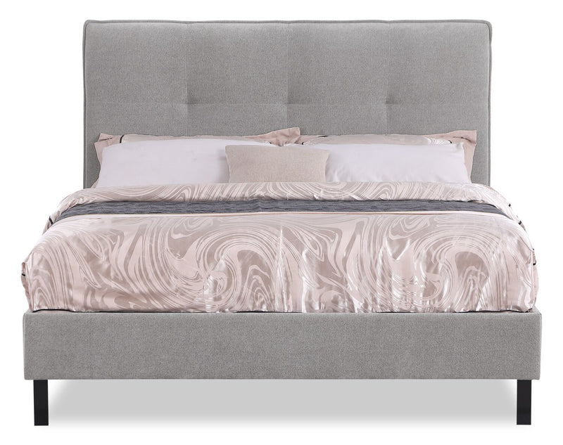 Amos Grey Upholstered Platform Bed Base - King