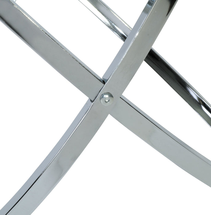 Hendrix 60\" Modern 2-Pack Glass Top Coffee + End Table - Chrome with Metal Base