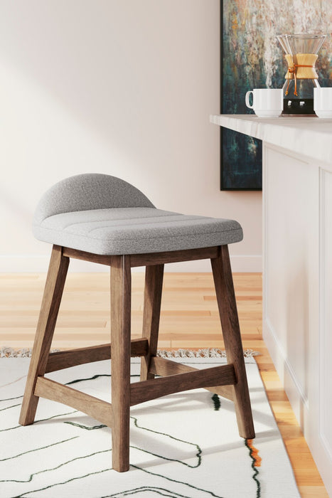 Jovi Counter-Height Stool with Linen-Look Fabric, 24\"H, Wood - Grey 