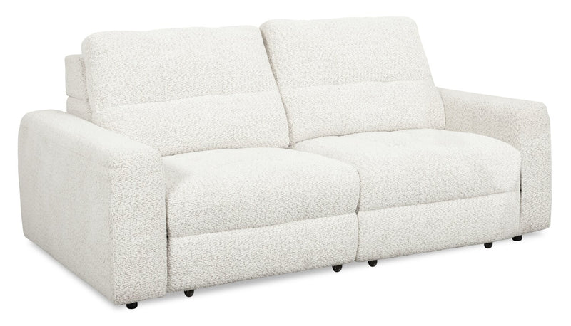 Elevate Modular 82\" Beige Chenille Fabric Loveseat with Power Sliding Chairs and USB Ports