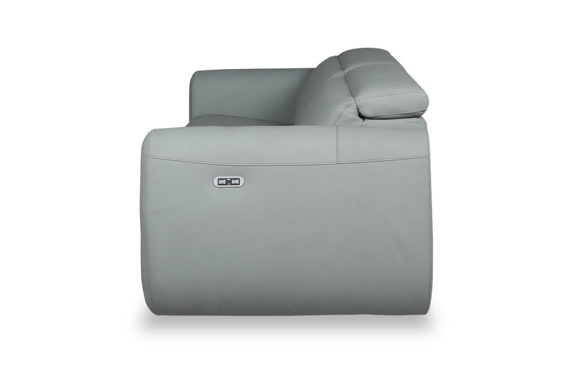 Gianna 76\" Spa Blue Genuine Leather Power Reclining Sofa with Power Headrests and USB Port