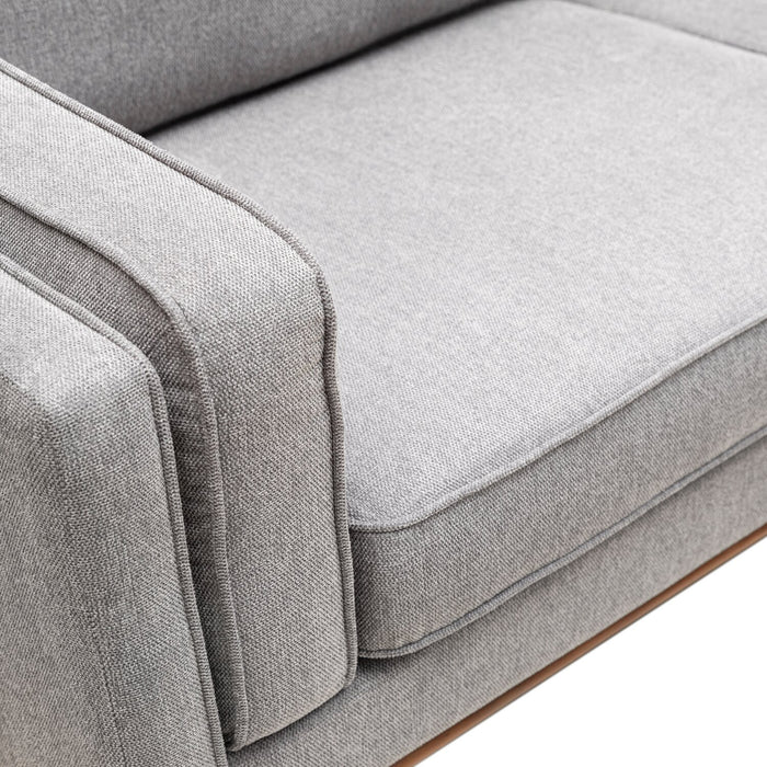 Kort & Co. Kassia 80\" Grey Linen-Look Fabric Condo-Size Sofa with Wood Base and Legs