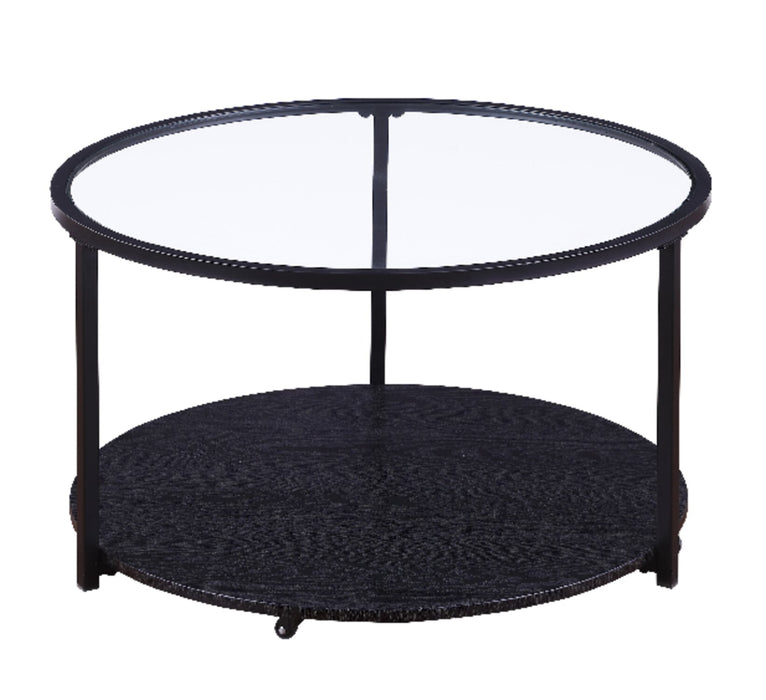 Kendal 31.5\" Modern Round Glass Top Coffee Table - Black