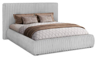 Aria Upholstered Platform Bed in Grey Fabric, Tufted - Queen Size 