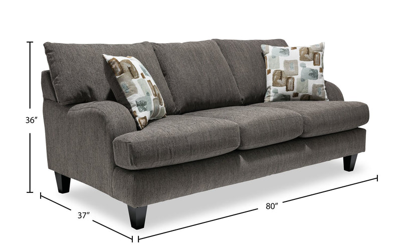 Nofia Chenille Sofa - Charcoal 