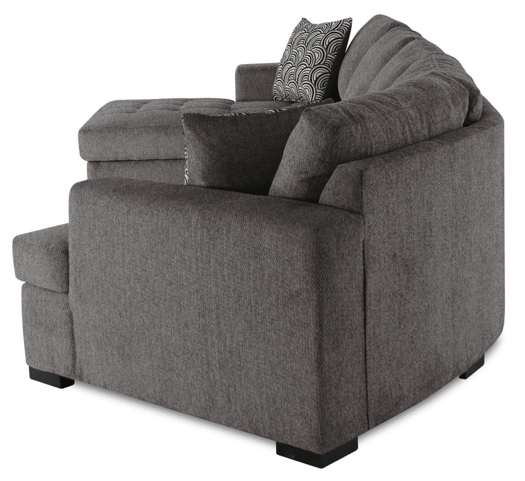 Legend 3-Piece Right-Facing Chenille Cuddler Sleeper Sectional with Chaise - Pewter