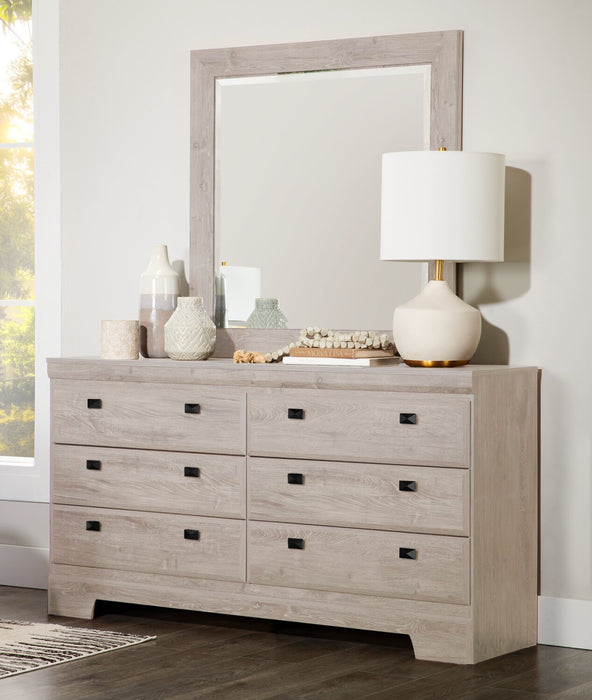 Yorkdale 5pc Bedroom Set with 6-Drawer Storage Bed, Dresser & Mirror, White - Queen Size 
