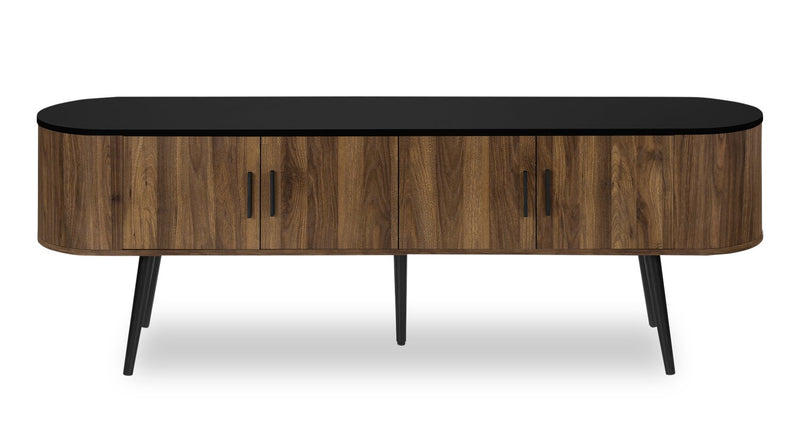 Elle 72\" Rustic TV Stand with Storage and Cable Management for TV's up to 80\"- Dark Brown and Black