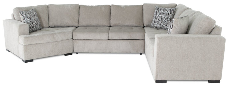 Legend 3-Piece Left-Facing Chenille Cuddler Sleeper Sectional - Platinum 