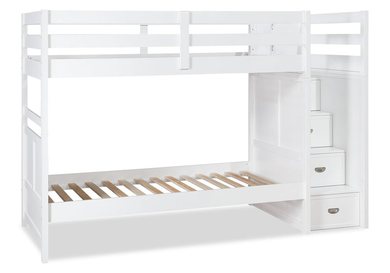 Quinn Twin/Twin Staircase Bunk Bed - White